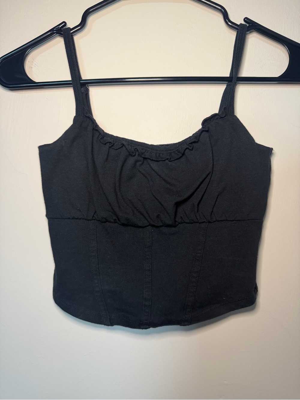 Hollister Black Ruffle-Trim Square Neck Tank